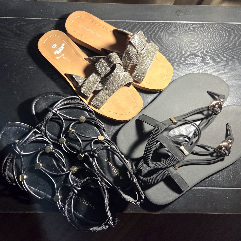 Black and Pewter Women's Sandals
